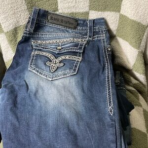 Rock Revival Indigo Blue Jeans with Embroidered Pockets